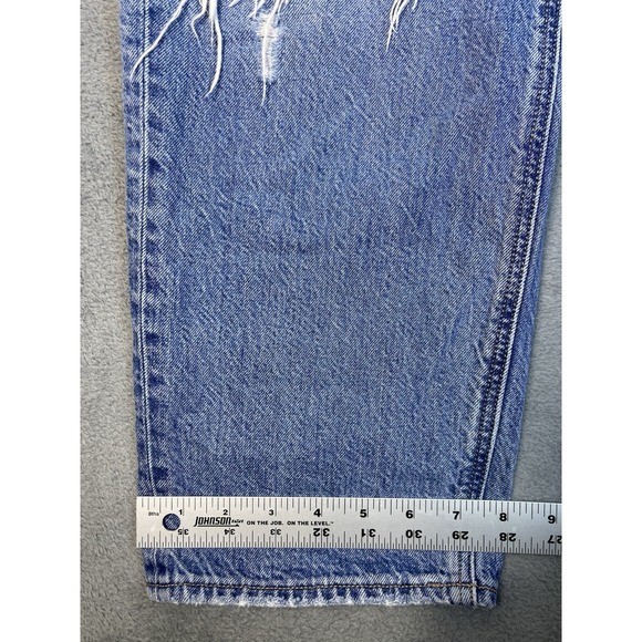 American Eagle Womens Jeans 8 Blue Ripped Denim Highest Rise 90s Boyfriend - Picture 6 of 9